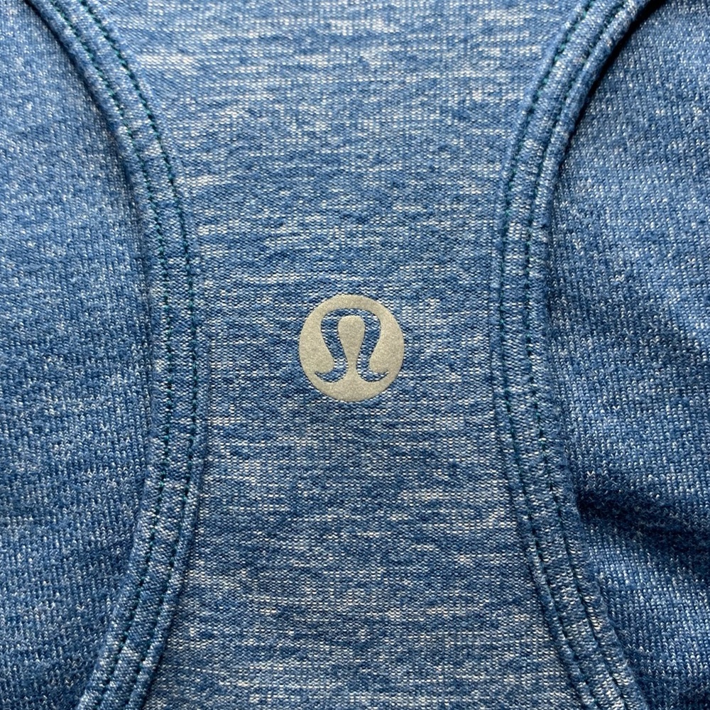 Lululemon CRB Cool Racerback Tank Top in Heathered Poseidon Blue - Sz. 2 - Picture 3 of 9